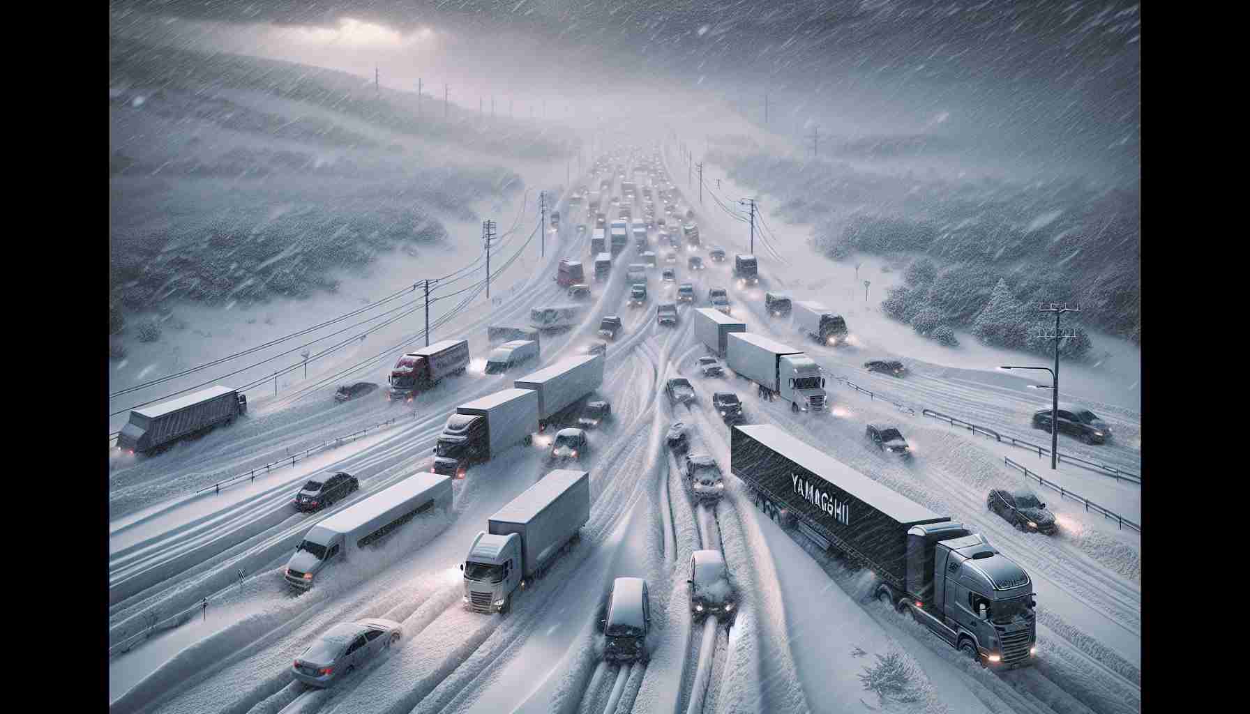 Chaos on the Roads: Massive Snowstorm Strands Vehicles in Yamaguchi!